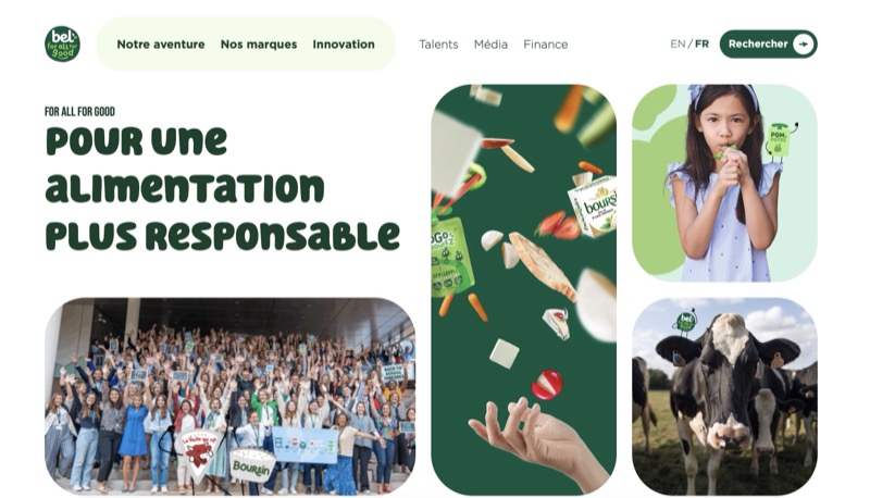 Capture d'écran du site Groupe BEL